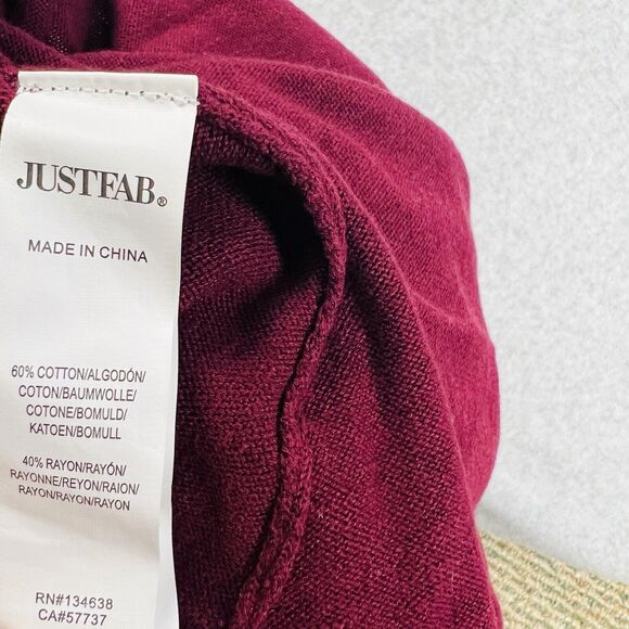 JustFab Burgundy Sweater Dress Womens Small Cold Shoulder Knit Bodycon Workwear - Picture 12 of 13